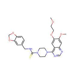 COCCOc1cc2c(N3CCN(C(=S)NCc4ccc5c(c4)OCO5)CC3)ncnc2cc1OC ZINC000013528703