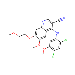 COCCOc1cc2ncc(C#N)c(Nc3cc(OC)c(Cl)cc3Cl)c2cc1OC ZINC000013554015