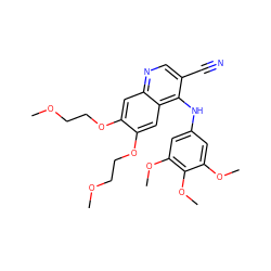 COCCOc1cc2ncc(C#N)c(Nc3cc(OC)c(OC)c(OC)c3)c2cc1OCCOC ZINC000013554014