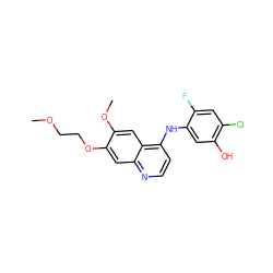 COCCOc1cc2nccc(Nc3cc(O)c(Cl)cc3F)c2cc1OC ZINC000003834194