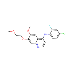 COCCOc1cc2nccc(Nc3ccc(Cl)cc3F)c2cc1OC ZINC000003834190