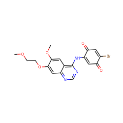 COCCOc1cc2ncnc(NC3=CC(=O)C(Br)=CC3=O)c2cc1OC ZINC000136342812