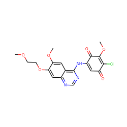 COCCOc1cc2ncnc(NC3=CC(=O)C(Cl)=C(OC)C3=O)c2cc1OC ZINC000137136278