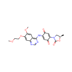 COCCOc1cc2ncnc(NC3=CC(=O)C(N4C[C@@H](C)OC4=O)=CC3=O)c2cc1OC ZINC000135880141