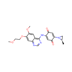 COCCOc1cc2ncnc(NC3=CC(=O)C(N4C[C@H]4C)=CC3=O)c2cc1OC ZINC000137514464