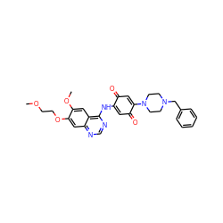 COCCOc1cc2ncnc(NC3=CC(=O)C(N4CCN(Cc5ccccc5)CC4)=CC3=O)c2cc1OC ZINC000101128841