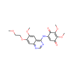 COCCOc1cc2ncnc(NC3=CC(=O)C(OC)=C(OC)C3=O)c2cc1OC ZINC000138802635