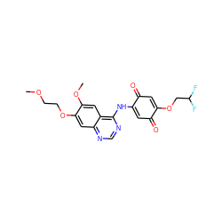 COCCOc1cc2ncnc(NC3=CC(=O)C(OCC(F)F)=CC3=O)c2cc1OC ZINC000135719815