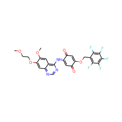 COCCOc1cc2ncnc(NC3=CC(=O)C(OCc4c(F)c(F)c(F)c(F)c4F)=CC3=O)c2cc1OC ZINC000136126143