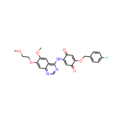 COCCOc1cc2ncnc(NC3=CC(=O)C(OCc4ccc(F)cc4)=CC3=O)c2cc1OC ZINC000101132959