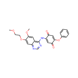 COCCOc1cc2ncnc(NC3=CC(=O)C(Oc4ccccc4)=CC3=O)c2cc1OC ZINC000101134633