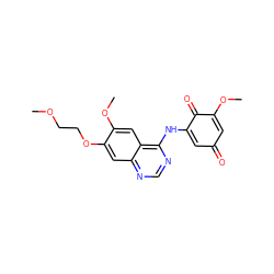 COCCOc1cc2ncnc(NC3=CC(=O)C=C(OC)C3=O)c2cc1OC ZINC000101132506