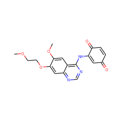 COCCOc1cc2ncnc(NC3=CC(=O)C=CC3=O)c2cc1OC ZINC000101133735