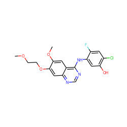 COCCOc1cc2ncnc(Nc3cc(O)c(Cl)cc3F)c2cc1OC ZINC000001895146