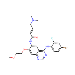 COCCOc1cc2ncnc(Nc3ccc(Br)cc3F)c2cc1NC(=O)/C=C/CN(C)C ZINC000473124713