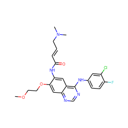 COCCOc1cc2ncnc(Nc3ccc(F)c(Cl)c3)c2cc1NC(=O)/C=C/CN(C)C ZINC000473119361