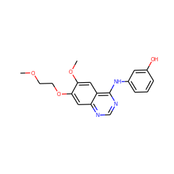 COCCOc1cc2ncnc(Nc3cccc(O)c3)c2cc1OC ZINC000013803319