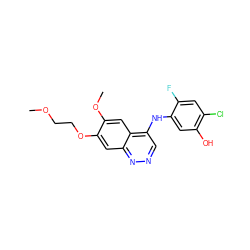 COCCOc1cc2nncc(Nc3cc(O)c(Cl)cc3F)c2cc1OC ZINC000001895417