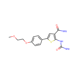 COCCOc1ccc(-c2cc(C(N)=O)c(NC(N)=O)s2)cc1 ZINC000040845791