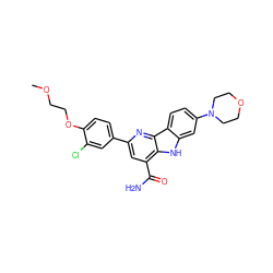 COCCOc1ccc(-c2cc(C(N)=O)c3[nH]c4cc(N5CCOCC5)ccc4c3n2)cc1Cl ZINC000113204607