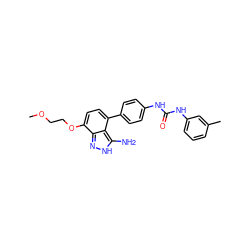 COCCOc1ccc(-c2ccc(NC(=O)Nc3cccc(C)c3)cc2)c2c(N)[nH]nc12 ZINC000035323779