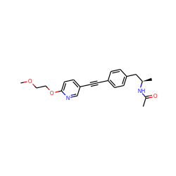 COCCOc1ccc(C#Cc2ccc(C[C@@H](C)NC(C)=O)cc2)cn1 ZINC000113412020