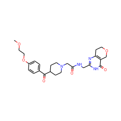 COCCOc1ccc(C(=O)C2CCN(CC(=O)NCc3nc4c(c(=O)[nH]3)COCC4)CC2)cc1 ZINC000208780426