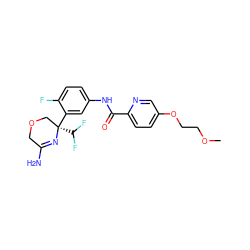 COCCOc1ccc(C(=O)Nc2ccc(F)c([C@]3(C(F)F)COCC(N)=N3)c2)nc1 ZINC000113659548