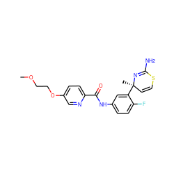 COCCOc1ccc(C(=O)Nc2ccc(F)c([C@]3(C)C=CSC(N)=N3)c2)nc1 ZINC000147082080