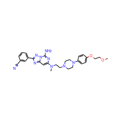 COCCOc1ccc(N2CCN(CCN(C)c3cc4nc(-c5cccc(C#N)c5)nn4c(N)n3)CC2)cc1 ZINC000040935403