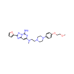 COCCOc1ccc(N2CCN(CCN(C)c3cc4nc(-c5ccco5)nn4c(N)n3)CC2)cc1 ZINC000040936031