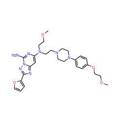 COCCOc1ccc(N2CCN(CCN(CCOC)c3cc4nc(-c5ccco5)nn4c(N)n3)CC2)cc1 ZINC000044417973