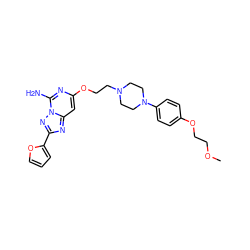 COCCOc1ccc(N2CCN(CCOc3cc4nc(-c5ccco5)nn4c(N)n3)CC2)cc1 ZINC000040919219