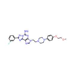 COCCOc1ccc(N2CCN(CCn3cnc4c3nc(N)n3nc(-c5cccc(F)c5)nc43)CC2)cc1 ZINC000028877569