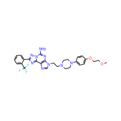 COCCOc1ccc(N2CCN(CCn3cnc4c3nc(N)n3nc(-c5ccccc5C(F)(F)F)nc43)CC2)cc1 ZINC000028877581