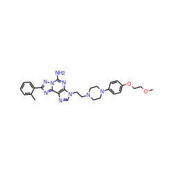 COCCOc1ccc(N2CCN(CCn3cnc4c3nc(N)n3nc(-c5ccccc5C)nc43)CC2)cc1 ZINC000028877588