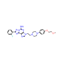 COCCOc1ccc(N2CCN(CCn3cnc4c3nc(N)n3nc(-c5ccccc5F)nc43)CC2)cc1 ZINC000028877575