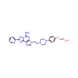 COCCOc1ccc(N2CCN(CCn3cnc4c3nc(N)n3nc(-c5ccccn5)nc43)CC2)cc1 ZINC000028877595