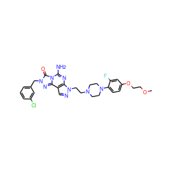 COCCOc1ccc(N2CCN(CCn3ncc4c3nc(N)n3c(=O)n(Cc5cccc(Cl)c5)nc43)CC2)c(F)c1 ZINC000071296466