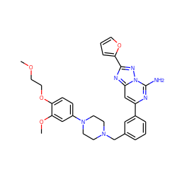 COCCOc1ccc(N2CCN(Cc3cccc(-c4cc5nc(-c6ccco6)nn5c(N)n4)c3)CC2)cc1OC ZINC000028119659