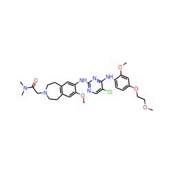 COCCOc1ccc(Nc2nc(Nc3cc4c(cc3OC)CCN(CC(=O)N(C)C)CC4)ncc2Cl)c(OC)c1 ZINC000066251856