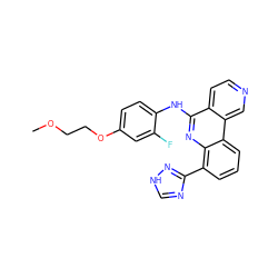 COCCOc1ccc(Nc2nc3c(-c4nc[nH]n4)cccc3c3cnccc23)c(F)c1 ZINC000073158511