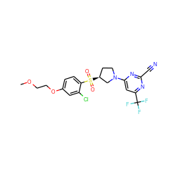 COCCOc1ccc(S(=O)(=O)[C@H]2CCN(c3cc(C(F)(F)F)nc(C#N)n3)C2)c(Cl)c1 ZINC000168384631