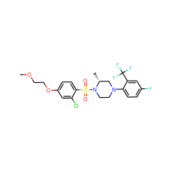 COCCOc1ccc(S(=O)(=O)N2CCN(c3ccc(F)cc3C(F)(F)F)C[C@H]2C)c(Cl)c1 ZINC000043013149