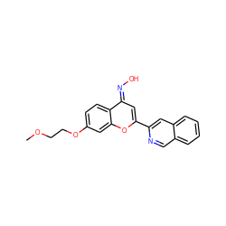 COCCOc1ccc2/c(=N/O)cc(-c3cc4ccccc4cn3)oc2c1 ZINC000117371540