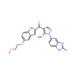 COCCOc1ccc2[nH]c(C(=O)c3cnn(-c4ccc5[nH]c(C)nc5c4)c3N)cc2c1 ZINC000149976698