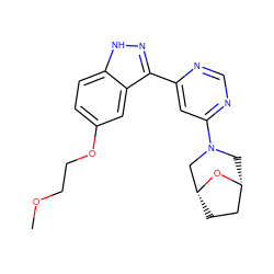 COCCOc1ccc2[nH]nc(-c3cc(N4C[C@@H]5CC[C@H](C4)O5)ncn3)c2c1 ZINC001772619067