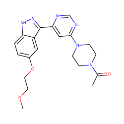 COCCOc1ccc2[nH]nc(-c3cc(N4CCN(C(C)=O)CC4)ncn3)c2c1 ZINC000225558431