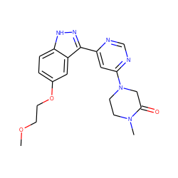 COCCOc1ccc2[nH]nc(-c3cc(N4CCN(C)C(=O)C4)ncn3)c2c1 ZINC000220971231