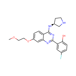 COCCOc1ccc2c(N[C@H]3CCNC3)nc(-c3cc(F)ccc3O)nc2c1 ZINC000059298168